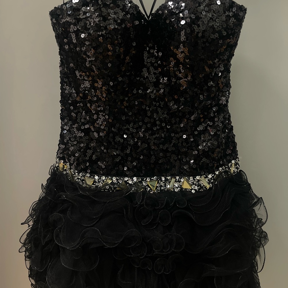 Black Sequin Strapless Dress